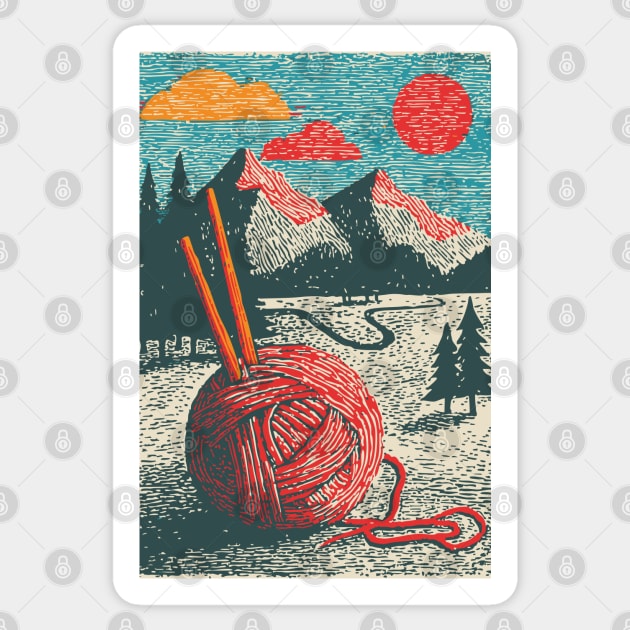 Mountain View Knitting | Outdoorsy Fiber Art Sticker by TuncGK